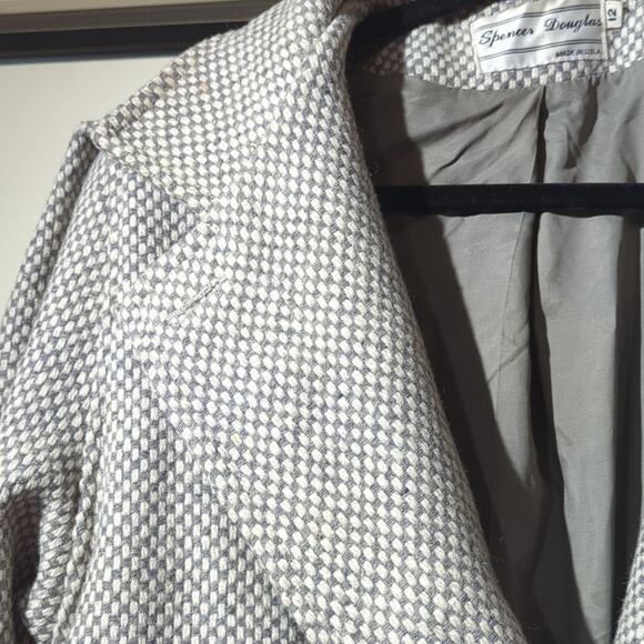 Spencer Douglas Vintage 80s Gray/Cream Tweed Wool Blend Car Coat Womens Sz 12 - Picture 4 of 14